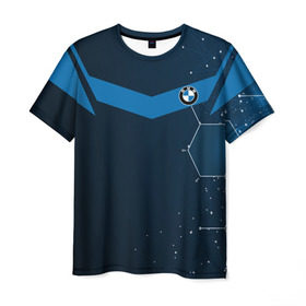 Мужская футболка 3D с принтом BMW SPORT в Тюмени, 100% полиэфир | прямой крой, круглый вырез горловины, длина до линии бедер | auto | bmw | color | logo | sport | авто | автомобиль | автомобильные | бмв | бренд | геометрия | лого | логотип | марка | соты | спорт | узор