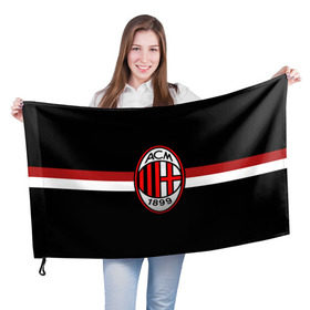 Флаг 3D с принтом ФК Милан в Тюмени, 100% полиэстер | плотность ткани — 95 г/м2, размер — 67 х 109 см. Принт наносится с одной стороны | football | italia | logo | milan | sport | италия | лого | милан | спорт | фк | футбол | футбольный клуб