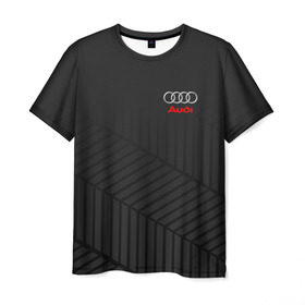 Мужская футболка 3D с принтом AUDI SPORT в Тюмени, 100% полиэфир | прямой крой, круглый вырез горловины, длина до линии бедер | audi | auto | авто | ауди | бренд | марка | машина