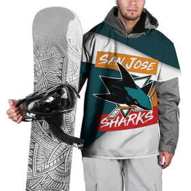 Накидка на куртку 3D с принтом Сан Хосе в Тюмени, 100% полиэстер |  | nhl | san jose sharks | нхл | сан хосе шаркс | спорт