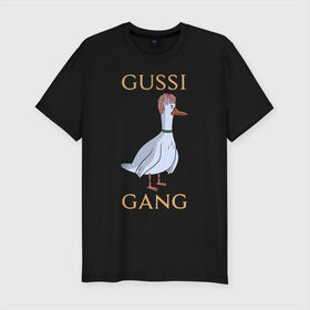 Мужская футболка премиум с принтом GUSSI GANG в Тюмени, 92% хлопок, 8% лайкра | приталенный силуэт, круглый вырез ворота, длина до линии бедра, короткий рукав | 