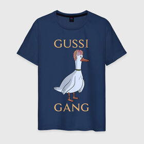 Мужская футболка хлопок с принтом GUSSI GANG в Тюмени, 100% хлопок | прямой крой, круглый вырез горловины, длина до линии бедер, слегка спущенное плечо. | Тематика изображения на принте: 