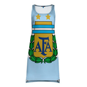 Платье-майка 3D с принтом Сборная Аргентины флаг в Тюмени, 100% полиэстер | полуприлегающий силуэт, широкие бретели, круглый вырез горловины, удлиненный подол сзади. | аргентина | спорт | футбол