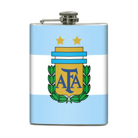 Фляга с принтом Сборная Аргентины флаг в Тюмени, металлический корпус | емкость 0,22 л, размер 125 х 94 мм. Виниловая наклейка запечатывается полностью | Тематика изображения на принте: аргентина | спорт | футбол