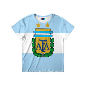 Детская футболка 3D с принтом Сборная Аргентины флаг в Тюмени, 100% гипоаллергенный полиэфир | прямой крой, круглый вырез горловины, длина до линии бедер, чуть спущенное плечо, ткань немного тянется | аргентина | спорт | футбол