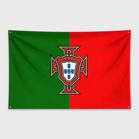 Флаг-баннер с принтом Сборная Португалии флаг в Тюмени, 100% полиэстер | размер 67 х 109 см, плотность ткани — 95 г/м2; по краям флага есть четыре люверса для крепления | португалия | футбол