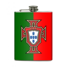 Фляга с принтом Сборная Португалии флаг в Тюмени, металлический корпус | емкость 0,22 л, размер 125 х 94 мм. Виниловая наклейка запечатывается полностью | португалия | футбол