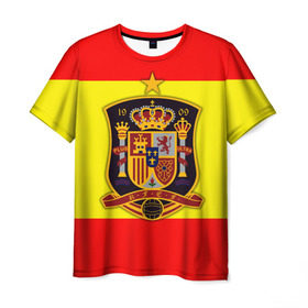 Мужская футболка 3D с принтом Сборная Испании флаг в Тюмени, 100% полиэфир | прямой крой, круглый вырез горловины, длина до линии бедер | испания | футбол