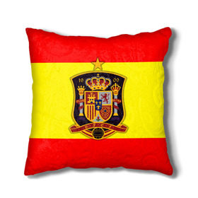 Подушка 3D с принтом Сборная Испании флаг в Тюмени, наволочка – 100% полиэстер, наполнитель – холлофайбер (легкий наполнитель, не вызывает аллергию). | состоит из подушки и наволочки. Наволочка на молнии, легко снимается для стирки | испания | футбол