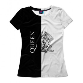Женская футболка 3D с принтом Queen в Тюмени, 100% полиэфир ( синтетическое хлопкоподобное полотно) | прямой крой, круглый вырез горловины, длина до линии бедер | paul rodgers | queen | брайан мэй | джон дикон | квин | меркури | меркьюри | мэркури | роджер тейлор | рок группа | фредди | фреди