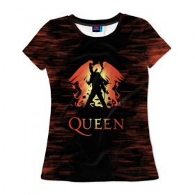 Женская футболка 3D с принтом Queen в Тюмени, 100% полиэфир ( синтетическое хлопкоподобное полотно) | прямой крой, круглый вырез горловины, длина до линии бедер | paul rodgers | queen | брайан мэй | джон дикон | квин | меркури | меркьюри | мэркури | роджер тейлор | рок группа | фредди | фреди