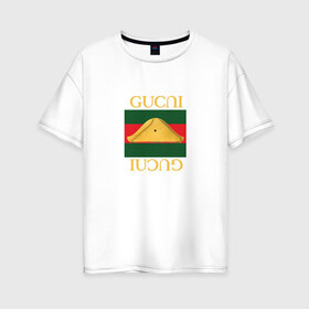 Женская футболка хлопок Oversize с принтом Гусли в Тюмени, 100% хлопок | свободный крой, круглый ворот, спущенный рукав, длина до линии бедер
 | gucci | gucli | gusli | гучи | гуччи