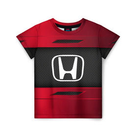 Детская футболка 3D с принтом HONDA SPORT в Тюмени, 100% гипоаллергенный полиэфир | прямой крой, круглый вырез горловины, длина до линии бедер, чуть спущенное плечо, ткань немного тянется | auto | car | honda | автомобиль | марка | хонда
