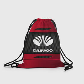 Рюкзак-мешок 3D с принтом DAEWOO SPORT в Тюмени, 100% полиэстер | плотность ткани — 200 г/м2, размер — 35 х 45 см; лямки — толстые шнурки, застежка на шнуровке, без карманов и подкладки | auto | car | daewoo | автомобиль | марка