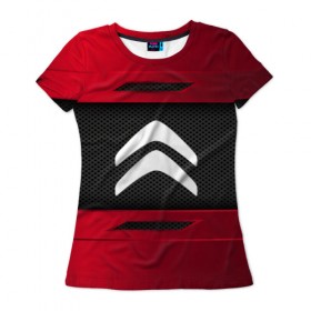 Женская футболка 3D с принтом CITROEN SPORT в Тюмени, 100% полиэфир ( синтетическое хлопкоподобное полотно) | прямой крой, круглый вырез горловины, длина до линии бедер | 