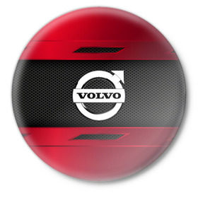 Значок с принтом VOLVO SPORT в Тюмени,  металл | круглая форма, металлическая застежка в виде булавки | Тематика изображения на принте: auto | car | volvo | автомобиль | вольво | марка