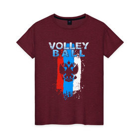 Женская футболка хлопок с принтом Volleyball в Тюмени, 100% хлопок | прямой крой, круглый вырез горловины, длина до линии бедер, слегка спущенное плечо | 