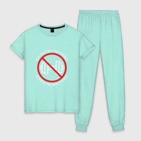 Женская пижама хлопок с принтом Стопкач в Тюмени, 100% хлопок | брюки и футболка прямого кроя, без карманов, на брюках мягкая резинка на поясе и по низу штанин | Тематика изображения на принте: 
