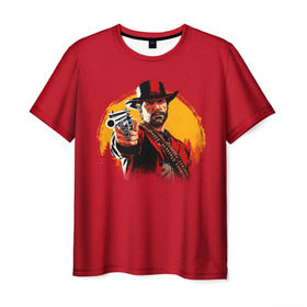 Мужская футболка 3D с принтом Red Dead Redemption 2 в Тюмени, 100% полиэфир | прямой крой, круглый вырез горловины, длина до линии бедер | rdr | rockstar | рокстар