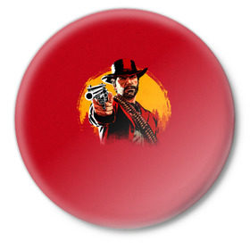 Значок с принтом Red Dead Redemption 2 в Тюмени,  металл | круглая форма, металлическая застежка в виде булавки | rdr | rockstar | рокстар