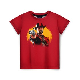 Детская футболка 3D с принтом Red Dead Redemption 2 в Тюмени, 100% гипоаллергенный полиэфир | прямой крой, круглый вырез горловины, длина до линии бедер, чуть спущенное плечо, ткань немного тянется | rdr | rockstar | рокстар