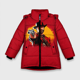 Зимняя куртка для девочек 3D с принтом Red Dead Redemption 2 в Тюмени, ткань верха — 100% полиэстер; подклад — 100% полиэстер, утеплитель — 100% полиэстер. | длина ниже бедра, удлиненная спинка, воротник стойка и отстегивающийся капюшон. Есть боковые карманы с листочкой на кнопках, утяжки по низу изделия и внутренний карман на молнии. 

Предусмотрены светоотражающий принт на спинке, радужный светоотражающий элемент на пуллере молнии и на резинке для утяжки. | rdr | rockstar | рокстар