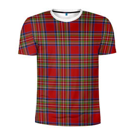 Мужская футболка 3D спортивная с принтом Королевский Стюарт Тартан в Тюмени, 100% полиэстер с улучшенными характеристиками | приталенный силуэт, круглая горловина, широкие плечи, сужается к линии бедра | англия | килт | королева | королевский | лондон | стюарт | тартан | ткань | узор | шотландия | шотландка