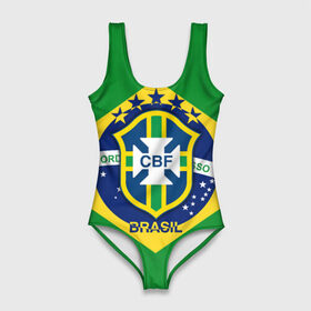 Купальник-боди 3D с принтом Сборная Бразилии флаг в Тюмени, 82% полиэстер, 18% эластан | Круглая горловина, круглый вырез на спине | brazil | бразилия