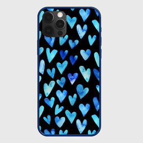 Чехол для iPhone 12 Pro Max с принтом Blue Hearts в Тюмени, Силикон |  | Тематика изображения на принте: акварель | любовь | паттерн | сердечки