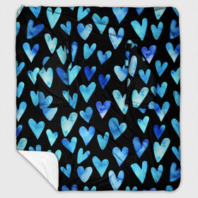 Плед с рукавами с принтом Blue Hearts в Тюмени, 100% полиэстер | Закругленные углы, все края обработаны. Ткань не мнется и не растягивается. Размер 170*145 | акварель | любовь | паттерн | сердечки
