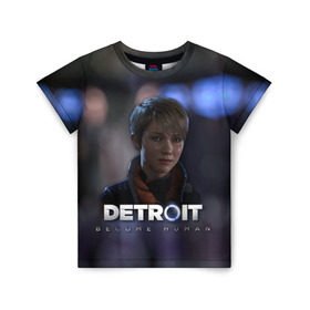 Детская футболка 3D с принтом Detroit: Become Human - Kara в Тюмени, 100% гипоаллергенный полиэфир | прямой крой, круглый вырез горловины, длина до линии бедер, чуть спущенное плечо, ткань немного тянется | connor | cyberlife | deviant | ps4 | rk800 |  detroit: become human | детроит | детроит: стать человеком | игры | коннор | пиратs | эксклюзив