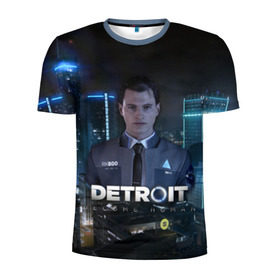 Мужская футболка 3D спортивная с принтом Detroit: Become Human - Connor в Тюмени, 100% полиэстер с улучшенными характеристиками | приталенный силуэт, круглая горловина, широкие плечи, сужается к линии бедра | Тематика изображения на принте: 