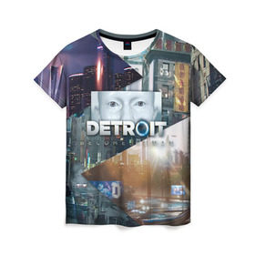 Женская футболка 3D с принтом Detroit: Become Human в Тюмени, 100% полиэфир ( синтетическое хлопкоподобное полотно) | прямой крой, круглый вырез горловины, длина до линии бедер | connor | cyberlife | deviant | ps4 | rk800 |  detroit: become human | детроит | детроит: стать человеком | игры | коннор | пиратs | эксклюзив