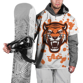 Накидка на куртку 3D с принтом Огненный тигр в Тюмени, 100% полиэстер |  | дикий | желтый | зверь | злой | лес | охотник | стая | тигр | узор | хищник | черный | шерсть