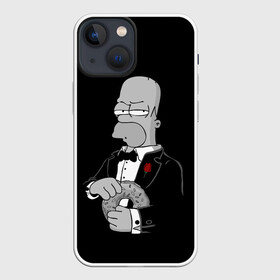 Чехол для iPhone 13 mini с принтом Гомер в Тюмени,  |  | Тематика изображения на принте: homer | mafia | simpson | simpsons | гомер симпсон | мафия | пончик | пончики