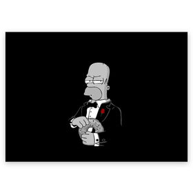 Поздравительная открытка с принтом Гомер в Тюмени, 100% бумага | плотность бумаги 280 г/м2, матовая, на обратной стороне линовка и место для марки
 | homer | mafia | simpson | simpsons | гомер симпсон | мафия | пончик | пончики