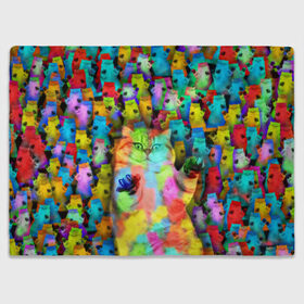 Плед 3D с принтом Котики на дискотеке в Тюмени, 100% полиэстер | закругленные углы, все края обработаны. Ткань не мнется и не растягивается | кошки | паттерн | психоделика | разноцветный | яркий
