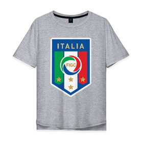 Мужская футболка хлопок Oversize с принтом Сборная Италии в Тюмени, 100% хлопок | свободный крой, круглый ворот, “спинка” длиннее передней части | 
