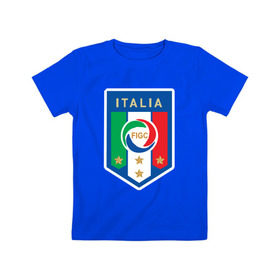 Детская футболка хлопок с принтом Сборная Италии в Тюмени, 100% хлопок | круглый вырез горловины, полуприлегающий силуэт, длина до линии бедер | Тематика изображения на принте: 