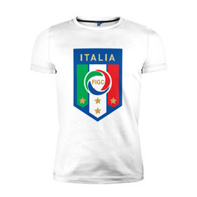 Мужская футболка премиум с принтом Сборная Италии в Тюмени, 92% хлопок, 8% лайкра | приталенный силуэт, круглый вырез ворота, длина до линии бедра, короткий рукав | 