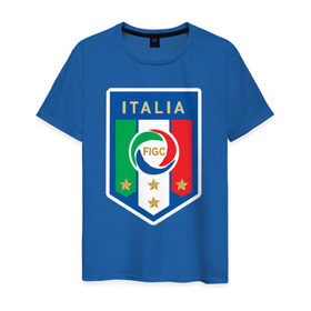 Мужская футболка хлопок с принтом Сборная Италии в Тюмени, 100% хлопок | прямой крой, круглый вырез горловины, длина до линии бедер, слегка спущенное плечо. | 