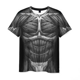 Мужская футболка 3D с принтом Экзоскелет CRYSIS в Тюмени, 100% полиэфир | прямой крой, круглый вырез горловины, длина до линии бедер | Тематика изображения на принте: crysis |   робот | бионический | бронь | броня | доспехи | костюм | крайсис | экзоскелет