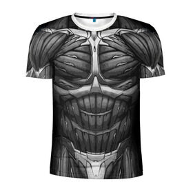 Мужская футболка 3D спортивная с принтом Экзоскелет CRYSIS в Тюмени, 100% полиэстер с улучшенными характеристиками | приталенный силуэт, круглая горловина, широкие плечи, сужается к линии бедра | crysis |   робот | бионический | бронь | броня | доспехи | костюм | крайсис | экзоскелет