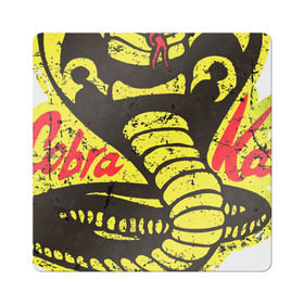 Магнит виниловый Квадрат с принтом Cobra Kai в Тюмени, полимерный материал с магнитным слоем | размер 9*9 см, закругленные углы | Тематика изображения на принте: cobra | змея | кобра