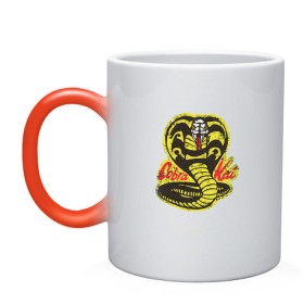 Кружка хамелеон с принтом Cobra Kai в Тюмени, керамика | меняет цвет при нагревании, емкость 330 мл | Тематика изображения на принте: cobra | змея | кобра