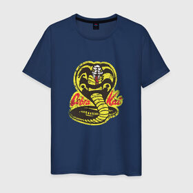 Мужская футболка хлопок с принтом Cobra Kai в Тюмени, 100% хлопок | прямой крой, круглый вырез горловины, длина до линии бедер, слегка спущенное плечо. | cobra | змея | кобра