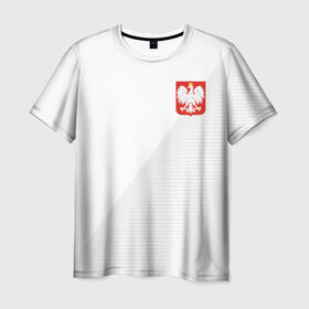 Мужская футболка 3D с принтом Польша домашняя форма в Тюмени, 100% полиэфир | прямой крой, круглый вырез горловины, длина до линии бедер | Тематика изображения на принте: 