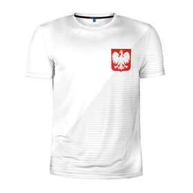 Мужская футболка 3D спортивная с принтом Польша домашняя форма в Тюмени, 100% полиэстер с улучшенными характеристиками | приталенный силуэт, круглая горловина, широкие плечи, сужается к линии бедра | 