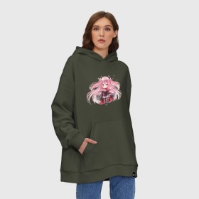 Худи SuperOversize хлопок с принтом Cute Kururu в Тюмени, 70% хлопок, 30% полиэстер, мягкий начес внутри | карман-кенгуру, эластичная резинка на манжетах и по нижней кромке, двухслойный капюшон
 | owari no seraph | seraph of the end | последний серафим