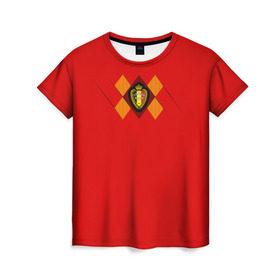Женская футболка 3D с принтом Сборная Бельгии Home 2018 в Тюмени, 100% полиэфир ( синтетическое хлопкоподобное полотно) | прямой крой, круглый вырез горловины, длина до линии бедер | 